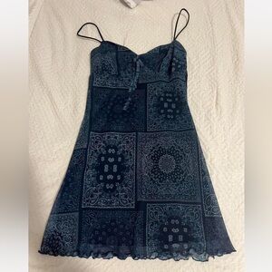 Blue Bandana Print Dress